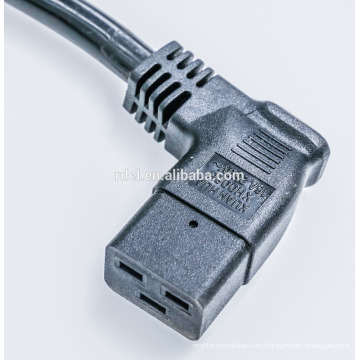 IEC60320 C20 Conector macho a C19 Conector hembra 12/3 20AMP ​​250V SJT Cable de alimentación negro